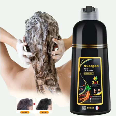 Finir avec les Cheveux Gris et Blanc en 5 Minutes – Shampoing Noir 3 en 1